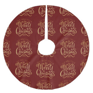 Merry kerst Gold Typografie Red Chic Kerstboom Rok