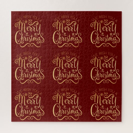 Merry kerst Gold Typografie Red Elegant Legpuzzel (Verticaal)