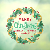 Merry kerst Gold Wreath Chic Custom Company Raamsticker (Vel 3)