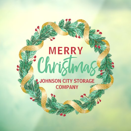 Merry kerst Gold Wreath Chic Custom Company Raamsticker (Vel 3)