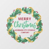 Merry kerst Gold Wreath Chic Custom Company Raamsticker (Vel)
