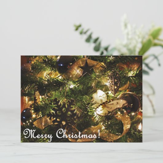 Merry kerst Golden Butterfly Kaart (Staand voorkant)