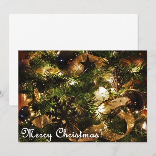 Merry kerst Golden Butterfly Kaart (Voorkant / Achterkant)