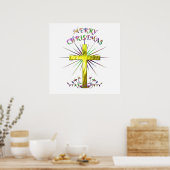 Merry kerst Golden Cross Poster (Keuken)