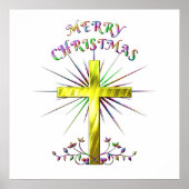 Merry kerst Golden Cross Poster (Voorkant)