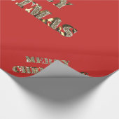Merry kerst Golden Glitter Typografie Red Gold Cadeaupapier (Hoek)