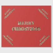 Merry kerst Golden Glitter Typografie Red Gold Cadeaupapier (Vlak)