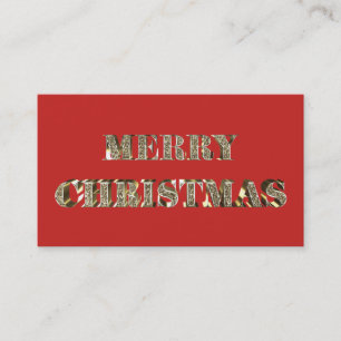 Merry kerst Golden Glitter Typografie Red Gold Visitekaartje