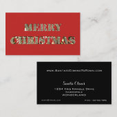 Merry kerst Golden Glitter Typografie Red Gold Visitekaartje (Voorkant / Achterkant)