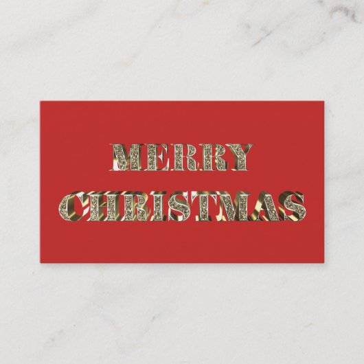 Merry kerst Golden Glitter Typografie Red Gold Visitekaartje (Voorkant)