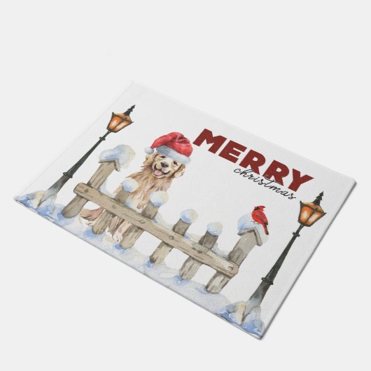 Merry kerst Golden Retriever Deurmat (Schuin)
