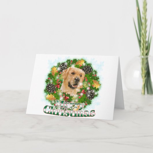 Merry kerst Golden Retriever Feestdagen Kaart (Voorkant)
