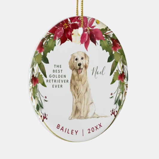 Merry kerst Golden Retriever | Foto van uw honden Keramisch Ornament (Rechts)