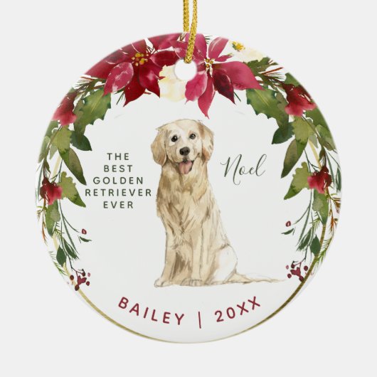 Merry kerst Golden Retriever | Foto van uw honden Keramisch Ornament (Voorkant)
