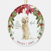 Merry kerst Golden Retriever | Foto van uw honden Keramisch Ornament (Links)
