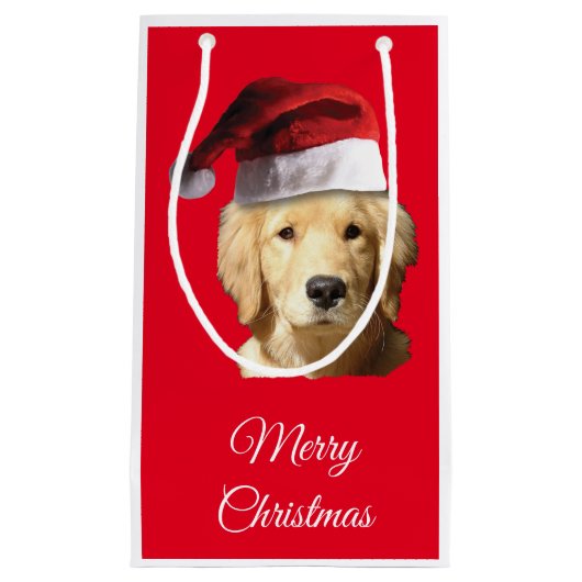 Merry kerst Golden Retriever Klein Cadeauzakje (Voorkant)