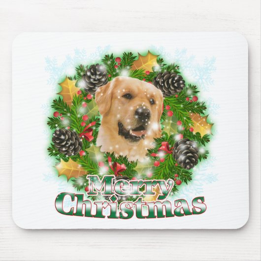 Merry kerst Golden Retriever Muismat (Voorkant)