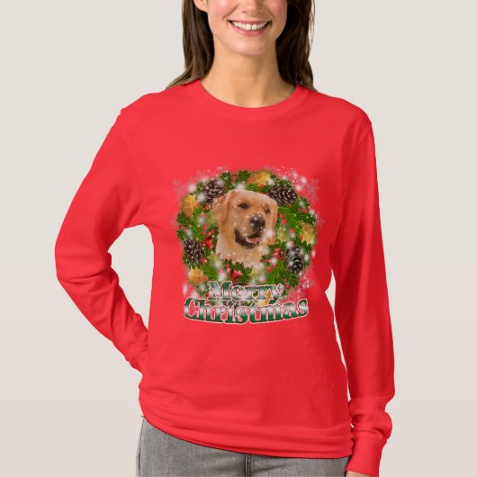 Merry kerst Golden Retriever T-shirt (Voorkant)