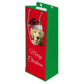 Merry kerst Golden Retriever Wijn Cadeautas (Achterkant Gekanteld)