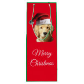 Merry kerst Golden Retriever Wijn Cadeautas (Achterkant)