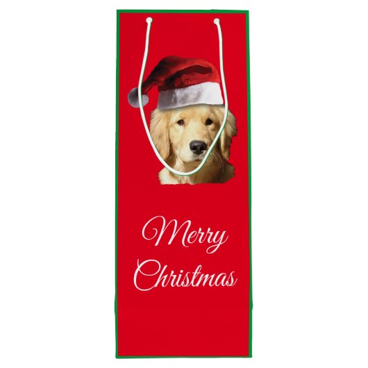 Merry kerst Golden Retriever Wijn Cadeautas (Achterkant)