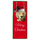 Merry kerst Golden Retriever Wijn Cadeautas (Voorkant)