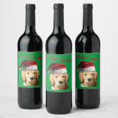 Merry kerst Golden Retriever Wijn Etiket (Flessen)