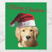 Merry kerst Golden Retriever Wijn Etiket (Enkel label)