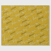 Merry kerst Golden Script Name Mustard Yellow Cadeaupapier (Vlak)