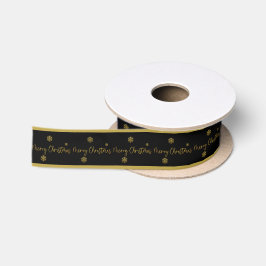 Merry kerst Golden Snowflakes Satijnen Lint