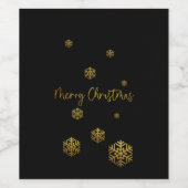 Merry kerst Golden Snowflakes Wijn Etiket (Enkel label)