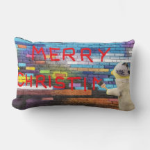 Merry kerst graffiti Lumbar Pillow