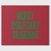 Merry kerst Grandma Green Stars Typografie Red Cadeaupapier (Vlak)
