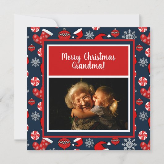 Merry kerst Grandma Photo Holiday Patroon (Voorkant)