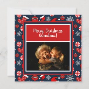 Merry kerst Grandma Photo Holiday Patroon