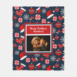 Merry kerst Grandma Photo Holiday Patroon Fleece Deken