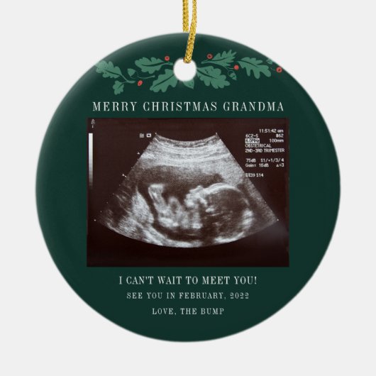 Merry kerst Grandma Zwangerschap Sonogram Keramisch Ornament (Voorkant)