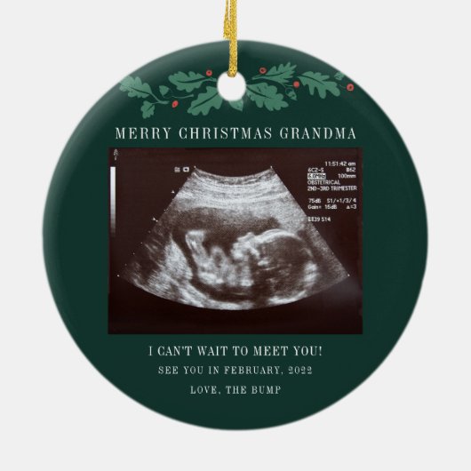 Merry kerst Grandma Zwangerschap Sonogram Keramisch Ornament (Achterkant)
