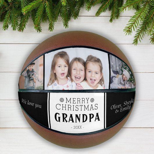 Merry kerst Grandpa 3 Photo Collage Basketbal
