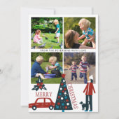 Merry kerst grappige foto collage familie 4 foto feestdagenkaart (Voorkant)