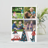 Merry kerst grappige foto collage familie 4 foto feestdagenkaart (Staand voorkant)