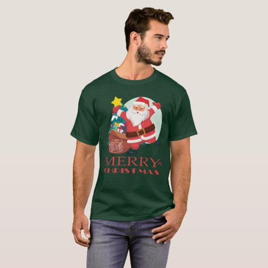 Merry kerst grappige kerstkerstman  t-shirt (Voorkant volledig)