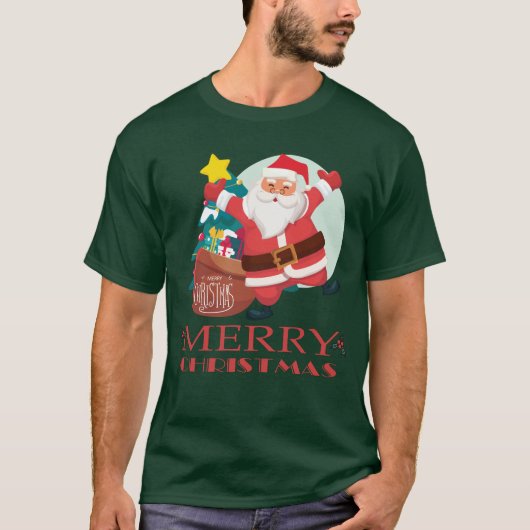 Merry kerst grappige kerstkerstman  t-shirt (Voorkant)