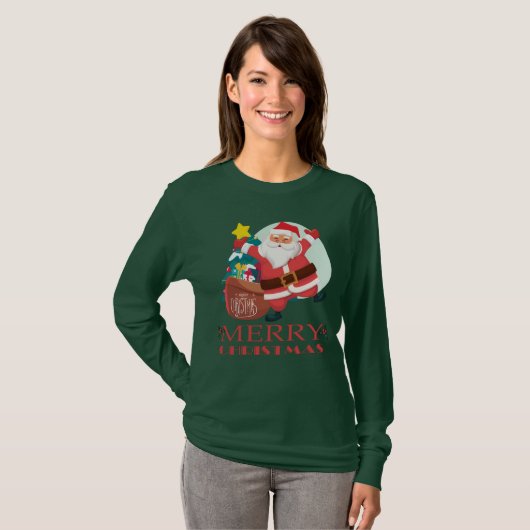 Merry kerst grappige kerstkerstman  t-shirt (Voorkant volledig)