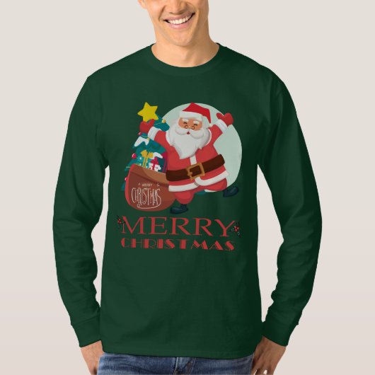 Merry kerst grappige kerstkerstman  t-shirt (Voorkant)