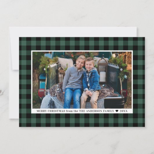 Merry kerst Green Buffalo Plays Foto Feestdagenkaart (Voorkant)