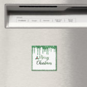 Merry kerst - Green glitter cherry Magneet (Insitu (Vaatwasser))