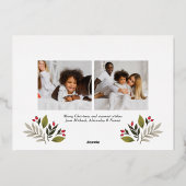 Merry kerst Green Gold legant script Folie Feestdagenkaart (Achterkant)