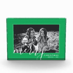 Merry kerst Green Hearts Custom Photo Block Fotoblokken