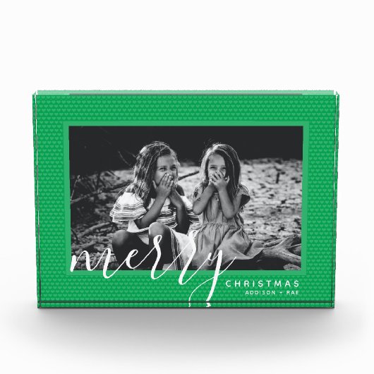 Merry kerst Green Hearts Custom Photo Block Fotoblokken (Voorkant)
